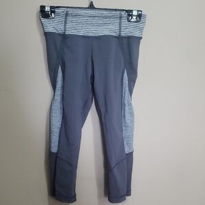 Lululemon Run Inspire Gray With Stripes Leggings Size 2